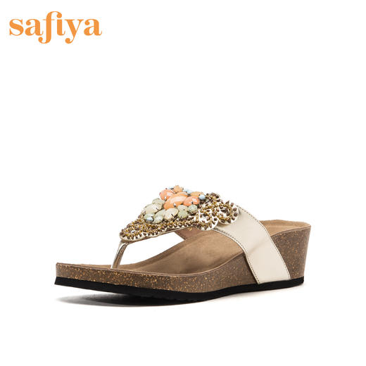 商场同款 | safiya索菲娅夏季坡跟人字拖女鞋SF92110108 商品图1