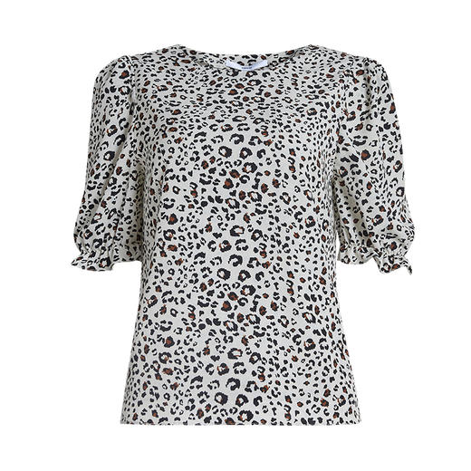 VIMAGE纬漫纪夏季新款通勤百搭时尚雪纺泡泡袖五分袖T恤上衣VB2113104 商品图3