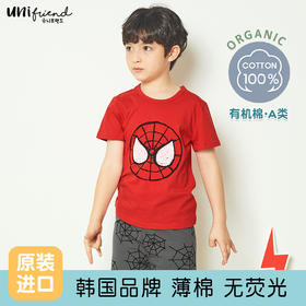 红色蜘蛛侠（5分袖薄棉）unifriend夏季新童装套装儿童内衣短袖睡衣宝宝家居服卡通薄棉A类
