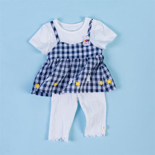 贝贝怡女宝宝拼接假两件小清新七分裤短袖分体套装212T2247
 商品图4