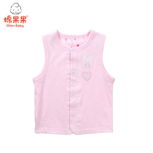 棉果果春秋家居春秋款男童女童氨纶汗布磨毛内衣马夹M101171218040 商品图0