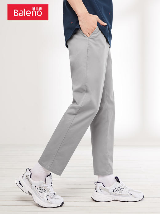 班尼路春季新款九分裤男秋季新款修身长裤潮流黑色复古休闲裤 商品图0