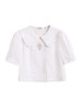 欧芮儿娃娃领白衬衫女2021春夏新款双排扣木耳边超仙洋气短款上衣 商品缩略图3