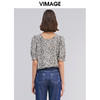 VIMAGE纬漫纪夏季新款通勤百搭时尚雪纺泡泡袖五分袖T恤上衣VB2113104 商品缩略图2