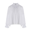 VIMAGE纬漫纪夏季新款木耳立领洋气复古网纱透视雪纺上衣女VB2113112 商品缩略图4
