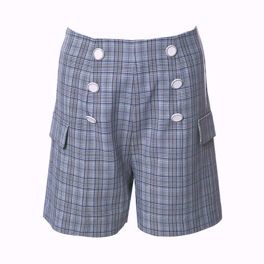 EITIE爱特爱夏季新款洋气复古格纹排扣高腰显瘦百搭短裤女裤 商品图5