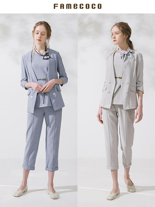 famecoco范可儿时尚套装女夏季轻熟休闲裤子两件套F213EB001 商品图3