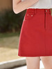 欧芮儿牛仔半身裙2021春夏新款高腰显瘦A字裙红色气质时尚短裙 商品缩略图2