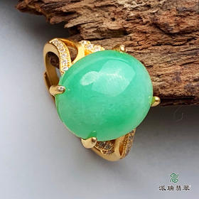 派瑞翡翠 翡翠戒面 糯种 绿色