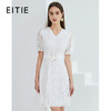 EITIE爱特爱夏季新款简约优雅镂空蕾丝V领气质收腰显瘦连衣裙B2107706 商品缩略图0