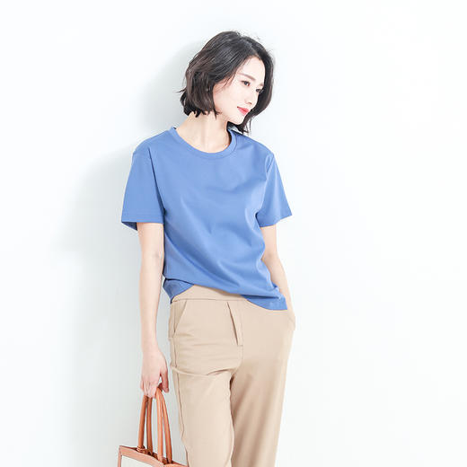 重磅丝光罗马棉 80支长绒丝光棉 圆领宽松短袖纯色T恤女 200201 商品图3