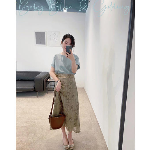 “记忆碎片”金葱丝线提花面料Vintag Gray色调杏黄半身裙 商品图2