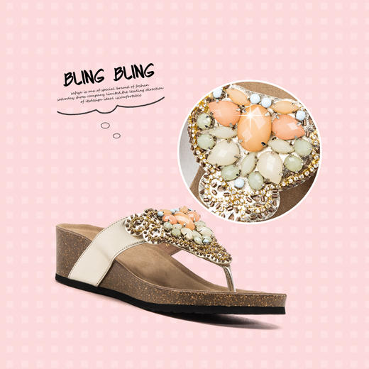 商场同款 | safiya索菲娅夏季坡跟人字拖女鞋SF92110108 商品图3