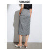 VIMAGE纬漫纪夏季新款通勤显瘦高腰格纹排扣包臀半身裙女裙VA2106101 商品缩略图2