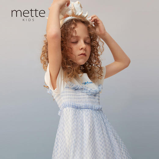 【拼接网纱裙】夏季新品女童中长款网纱裙假两件拼接裙子 商品图0