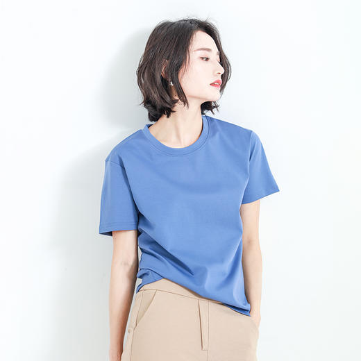 重磅丝光罗马棉 80支长绒丝光棉 圆领宽松短袖纯色T恤女 200201 商品图1