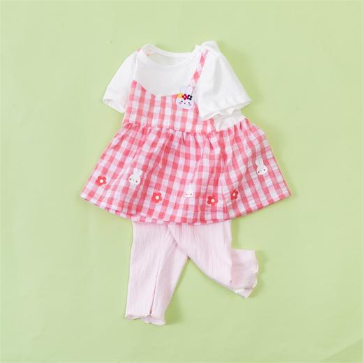 贝贝怡女宝宝拼接假两件小清新七分裤短袖分体套装212T2247
 商品图3