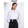 VIMAGE纬漫纪夏季新款木耳立领洋气复古网纱透视雪纺上衣女VB2113112 商品缩略图5