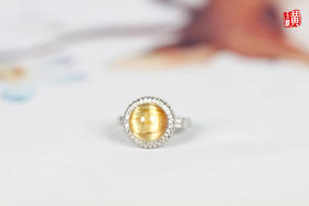 金发晶925银镶嵌戒指