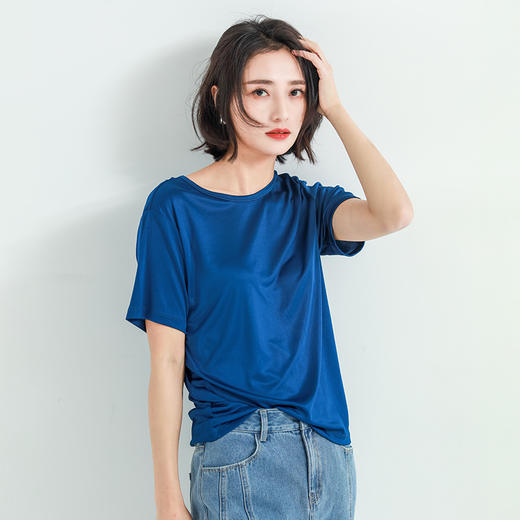 日本进口三醋酸T恤女短袖宽松T恤 圆领/V领 210206 商品图1