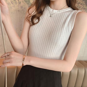 针织背心女秋夏外穿修身心机无袖T恤圆领冰丝吊带上衣内搭打底衫