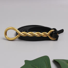 金属扣双条细带打结麻花皮带#PA2171