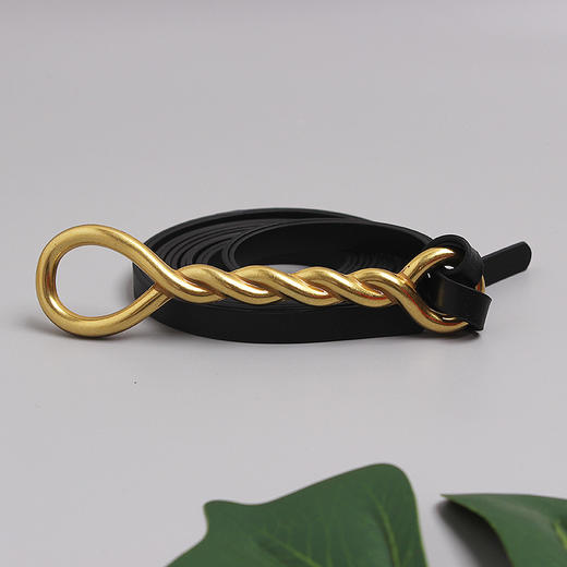 金属扣双条细带打结麻花皮带#PA2171 商品图0