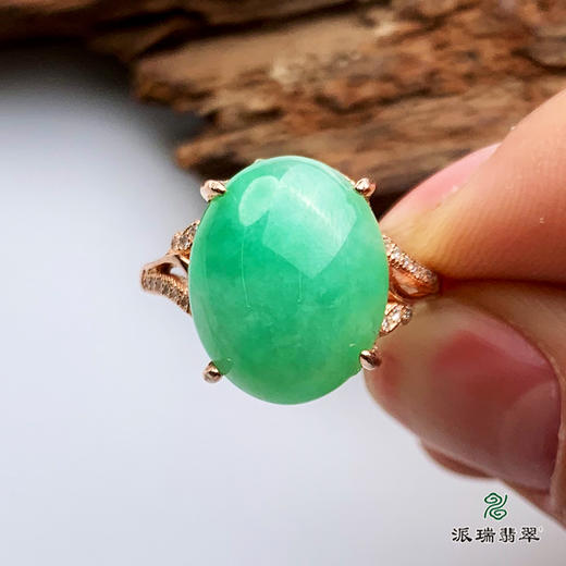 派瑞翡翠 翡翠戒面 糯种 绿色 商品图2