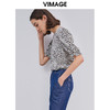 VIMAGE纬漫纪夏季新款通勤百搭时尚雪纺泡泡袖五分袖T恤上衣VB2113104 商品缩略图1