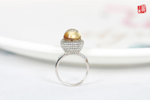 金发晶925银镶嵌戒指 商品图2