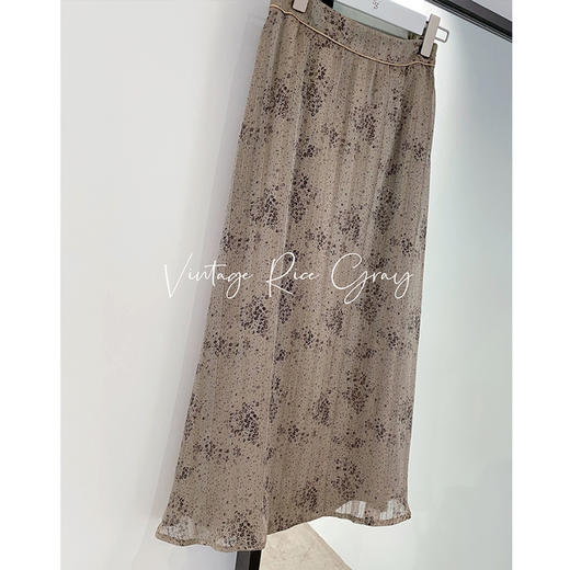 “记忆碎片”金葱丝线提花面料Vintag Gray色调杏黄半身裙 商品图3