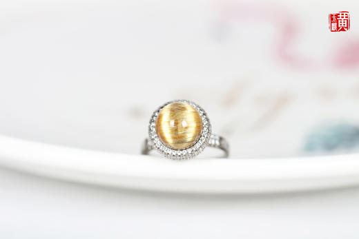 金发晶925银镶嵌戒指 商品图1