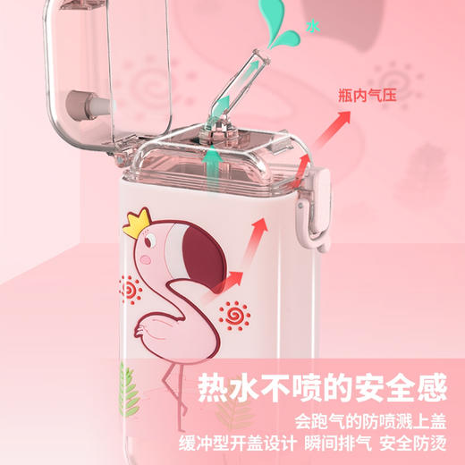 【杯子】儿童方形水杯扁平水壶夏天带吸管杯子可爱卡通幼儿园背带水杯【TMY4443/MON84443】 商品图2