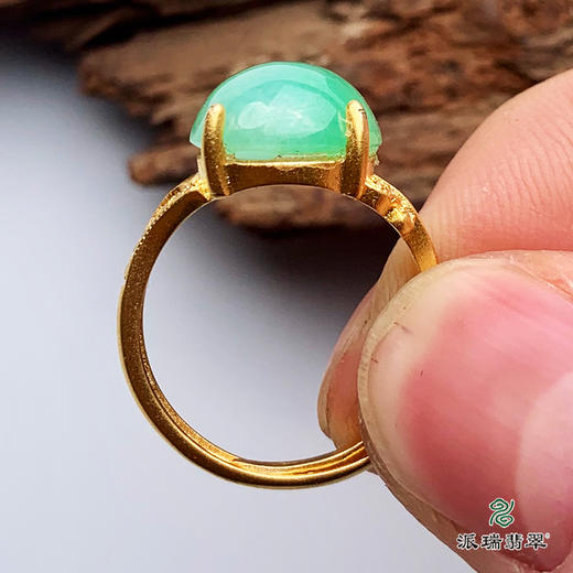 派瑞翡翠 翡翠戒面 糯种 绿色 商品图3