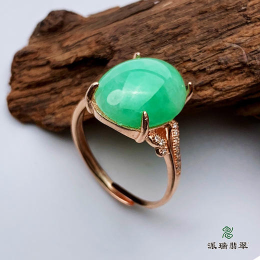 派瑞翡翠 翡翠戒面 糯种 绿色 商品图1