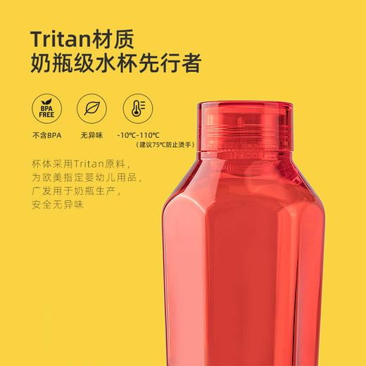 本因boli 六角塑料随行杯 密封防漏透明高颜值水杯520ml [福利品] 商品图8