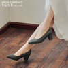 安启美奈春款真皮高跟鞋羊皮舒适浅口单鞋百搭套脚小皮鞋 商品缩略图1