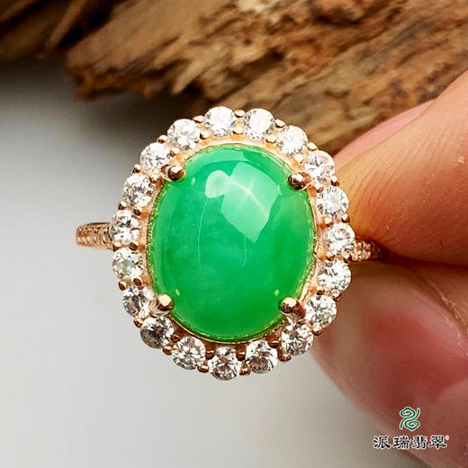 派瑞翡翠 翡翠戒面 糯种 绿色 商品图1