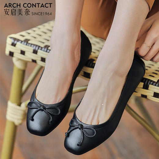 安启美奈女鞋春款真皮女鞋一脚蹬懒人鞋羊皮舒适日系通勤单鞋52129【断码福利价】 商品图0
