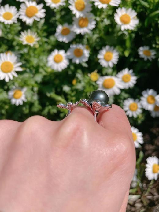 「三叶草」大溪地珍珠黑钻白钻指间戒 商品图1