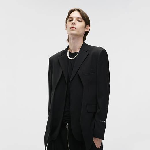 Unawares FW20 双层剪裁结构前幅单排无扣西装 商品图2
