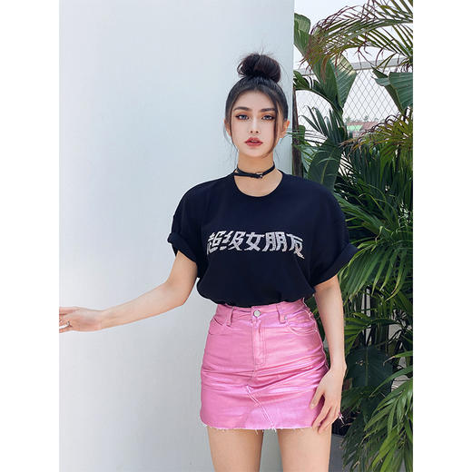 AGAM x 超级女朋友 烫钻短袖ins潮流oversize宽松半袖T恤显瘦百搭 商品图1