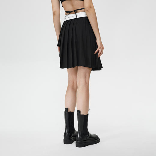 Unawares SS21 多层结构LOGO印花腰衬百褶短裙 商品图2