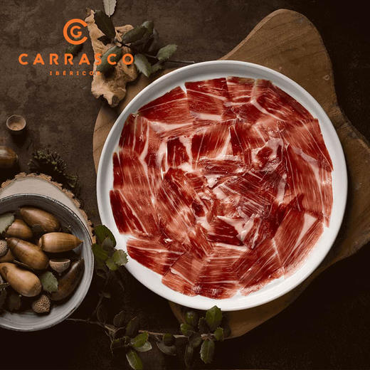 【125年四代传承的西班牙风味】Carrasco伊比利亚橡果后腿48个月风干 手工切片生吃火腿50g 西班牙原装进口 商品图0