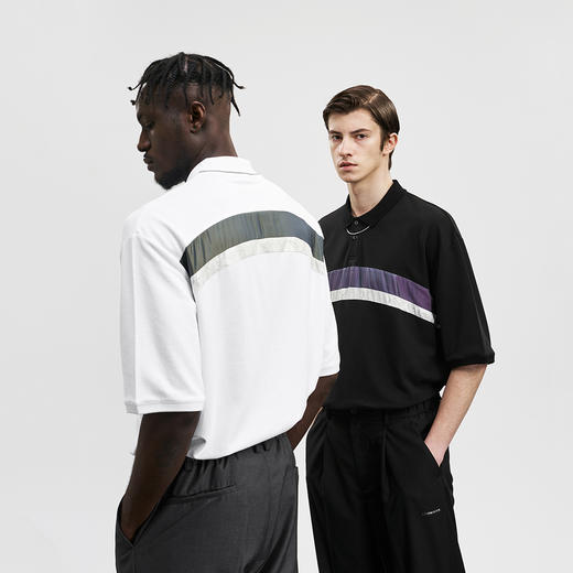Unawares SS20 镭射蛇纹面料镶嵌短袖马球POLO衫 商品图0