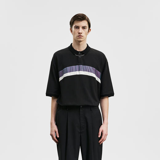 Unawares SS20 镭射蛇纹面料镶嵌短袖马球POLO衫 商品图2
