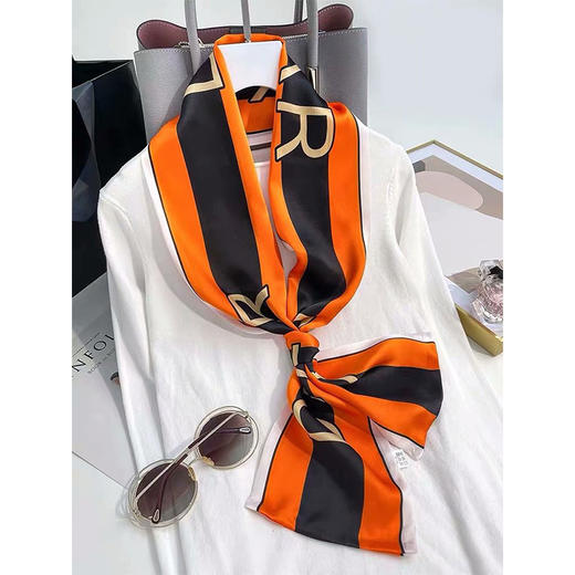 GRH-hzy2021320桑蚕丝长条复古丝巾百搭时尚双层小飘带 春夏季素绉缎薄款围巾女 商品图1