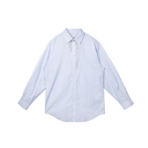 Unawares .FW20 珍珠链镶嵌条纹长袖衬衫 商品图4