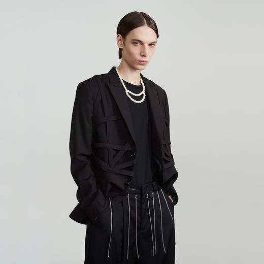 Unawares.FW20 编织网格单排扣休闲西装 商品图1