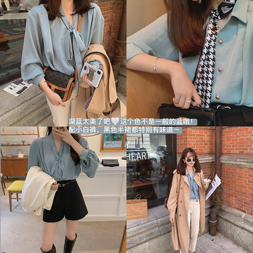 金蘑菇菇【黑标系列 小金扣衬衫】翻领+飘带 单穿内搭都很赢 商品图4